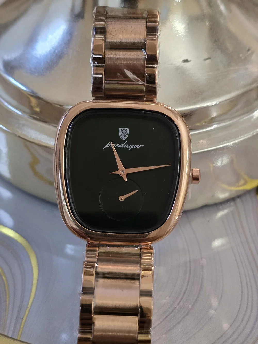 Predagar Rose Gold Bracelet Watch with Black Dial